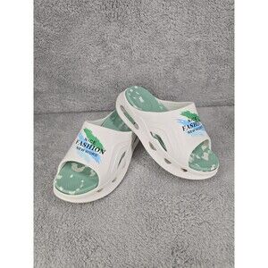 Unisex Slide Sandals Size 36-37 White & Mint Green “Nice Fashion” Casual Summer